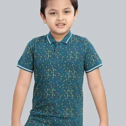 3PIN Boys Conversational Printed Polo Collar Cotton T-shirt-image-82