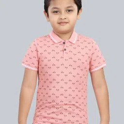 3PIN Boys Floral Striped Polo Collar Short Sleeves Cotton T-shirt-image-94