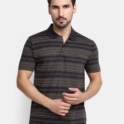 V-Mart Striped Polo Collar Cotton T-shirt-image-55