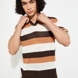 max URB_N Men Oversized Striped Polo T-shirt-image-8