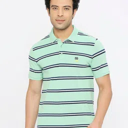 SPYKAR Striped Polo Collar Cotton T-Shirt-picture-5