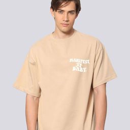 Besick Men Typography Printed Drop Shoulder Sleeves Oversized T-shirt-image-55