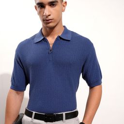 HIGHLANDER Relaxed Fit Self Design Polo Collar Cotton Regular T-shirt-picture-44