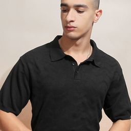 HIGHLANDER Men Self Design Polo Collar Relaxed Fit T-shirt-image-51