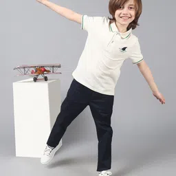 One Friday Boys Embroidered Polo Collar Stretchable T-shirt-image-52