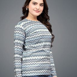 VGHCFASHION Women Printed Woollen Pockets T-shirt-image-74