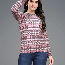 VGHCFASHION Women Printed Woollen Pockets T-shirt-image-76