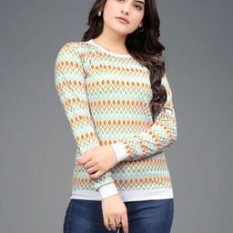 VGHCFASHION Women Printed Woollen Pockets T-shirt-image-68