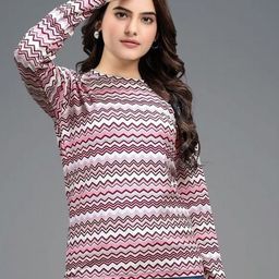 VGHCFASHION Women Printed Woollen Pockets T-shirt-image-71