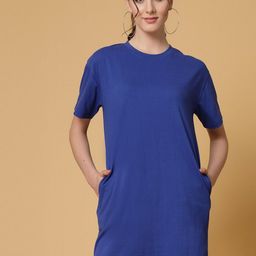 Strong And Brave Odour free Drop Shoulder Sleeves Regular Fit Cotton Casual T-shirt Dress-60