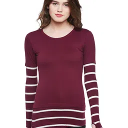 Hypernation Women Striped Cut Outs T-shirt-image-52