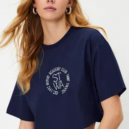 Trendyol Women Typography Pockets T-shirt-picture-5