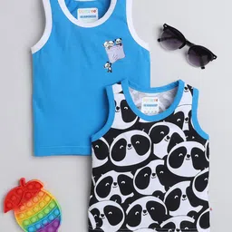 BUMZEE Boys Pack Of 2 Conversational Printed Sleeveless Cotton T-shirt-53