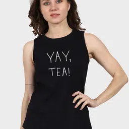 T-SHIRT TRUCK Typography Printed Sleeveless Cotton T-shirt-image-83