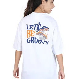 ZU Typography Printed Drop-Shoulder Sleeves Cotton Longline Oversized T-shirt-image-99