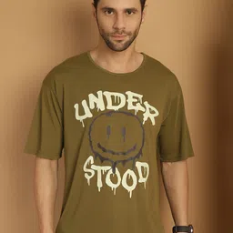 VIMAL JONNEY Typography Printed Oversized Cotton T-shirt-image-95