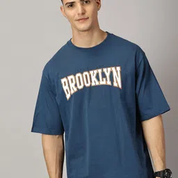 THE HOLLANDER Typography Printed Pure Cotton Oversized T-shirt-image-76