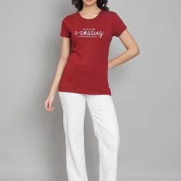 Trend Level Women Typography Printed Pockets T-shirt-image-41