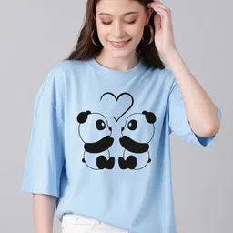 Kotty Graphic Printed Round Neck Drop-Shoulder Sleeves Oversized Fit Cotton T-Shirt-picture-9