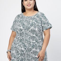 plusS Floral Printed Round Neck Cotton T-shirt-picture-41