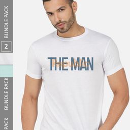 CHOZI Pack Of 2 Typography Printed Cotton T-shirts-image-88