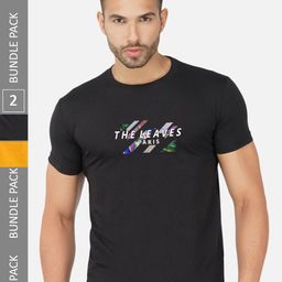 CHOZI Pack Of 2 Typography Printed Round Neck Cotton T-shirts-image-59