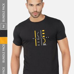 CHOZI Pack Of 2 Typography Printed Round Neck Cotton T-shirts-image-60