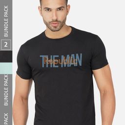 CHOZI Pack Of 2 Typography Printed Round Neck Cotton T-shirts-image-106