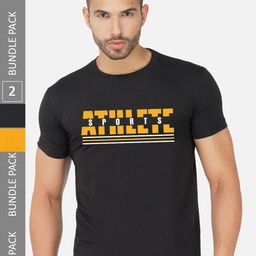 CHOZI Pack Of 2 Typography Printed Cotton T-shirts-image-125