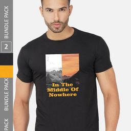 CHOZI Pack Of 2 Graphic Printed Round Neck Cotton T-shirts-picture-29