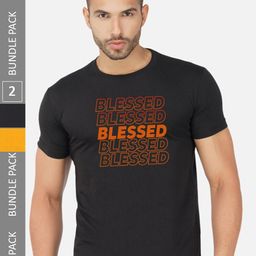 CHOZI Pack Of 2 Typography Printed Round Neck Cotton T-shirt-image-126