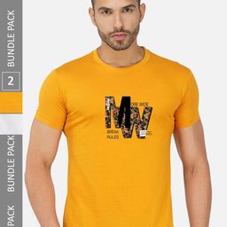 CHOZI Pack Of 2 Typography Printed Round Neck Cotton T-shirt-image-120