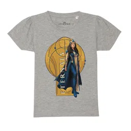 Marvel by Wear Your Mind Girls Grey Eternals Printed Pure Cotton T-shirt-image-82