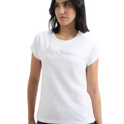 Pepe Jeans Women Typography Printed Round Neck Cotton T-shirt-picture-26