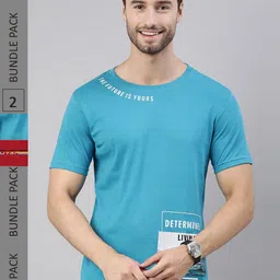 Joven Pack of 2 Printed Pure Cotton Round Neck T-Shirts-image-27