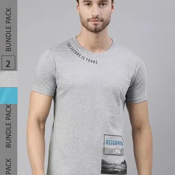 Joven Pack Of 2 Typography Printed Pure Cotton T-shirt-image-31
