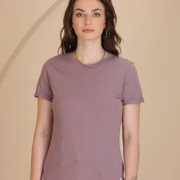 TITTLI Round Neck Pure Cotton Casual T-shirt-image-66