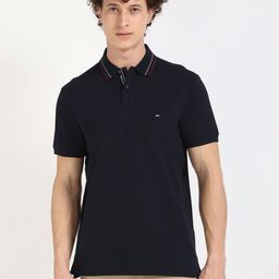 Tommy Hilfiger Men Solid Polo Collar Cotton T-shirt-image-57