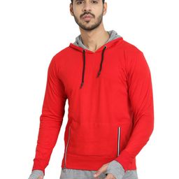 Black Collection Men Solid Hooded Long Sleeves Cotton T-shirt-image-103