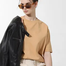 ONLY Round Neck Drop Shoulder Sleeves Cotton Oversized T-shirt-picture-26
