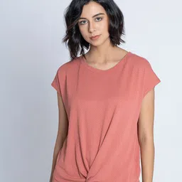 B.Copenhagen Self Design Extended Sleeves Twisted T-shirt-image-79
