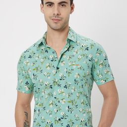 Mufti Men Trim Slim Fit Floral Printed Casual Pure Cotton Shirt-image-10
