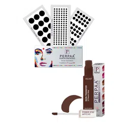PERPAA Power Stay Non Transfer Lipstick - Shade 16 & Set of 3 Premium Black Bindis-27