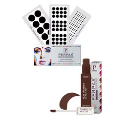 PERPAA Power Stay Liquid Lipstick - 16 with 3 Premium Black Bindi Flaps - Size 01,03,09-34