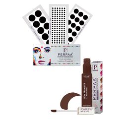 PERPAA Power Stay Non Transfer Lipstick-16 & Set of 3 Premium Black Bindis-Size 7.5,01,02-29