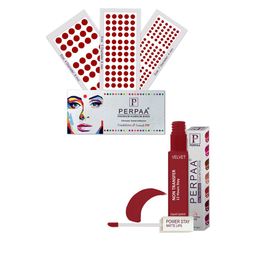 PERPAA Power Stay Non Transfer Lipstick-22 & Set of 3 Premium Maroon Bindis -Size 04,05,07-29