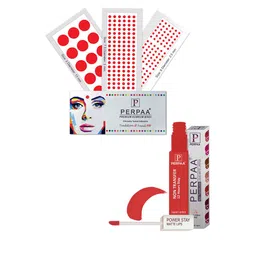 PERPAA Power Stay Non Transfer Lipstick-01 & Set of 3 Premium Red Bindis - Size 7.5,02,08-image-75