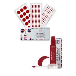 PERPAA Power Stay Non Transfer Lipstick - Shade 22 & Set of 3 Premium Light Maroon Bindis-28