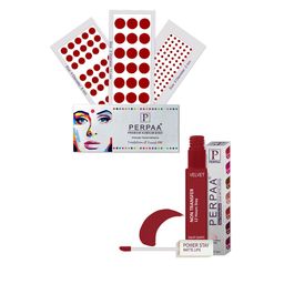 PERPAA Power Stay Non Transfer Lipstick-22 & Set of 3 Premium Maroon Bindis -Size 02,09,04-54