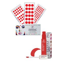 PERPAA Power Stay Non Transfer Lipstick-01 & Set of 3 Premium Red Bindis - Size 02,05,04-image-95